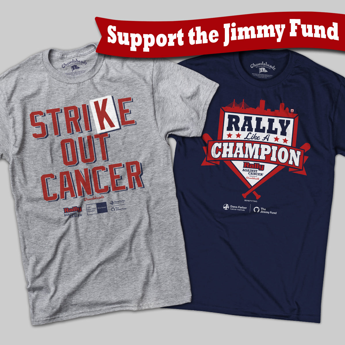Chowdaheadz-T-Shirts Jimmy Fund Strike Out Cancer Long Sleeve T-Shirt
