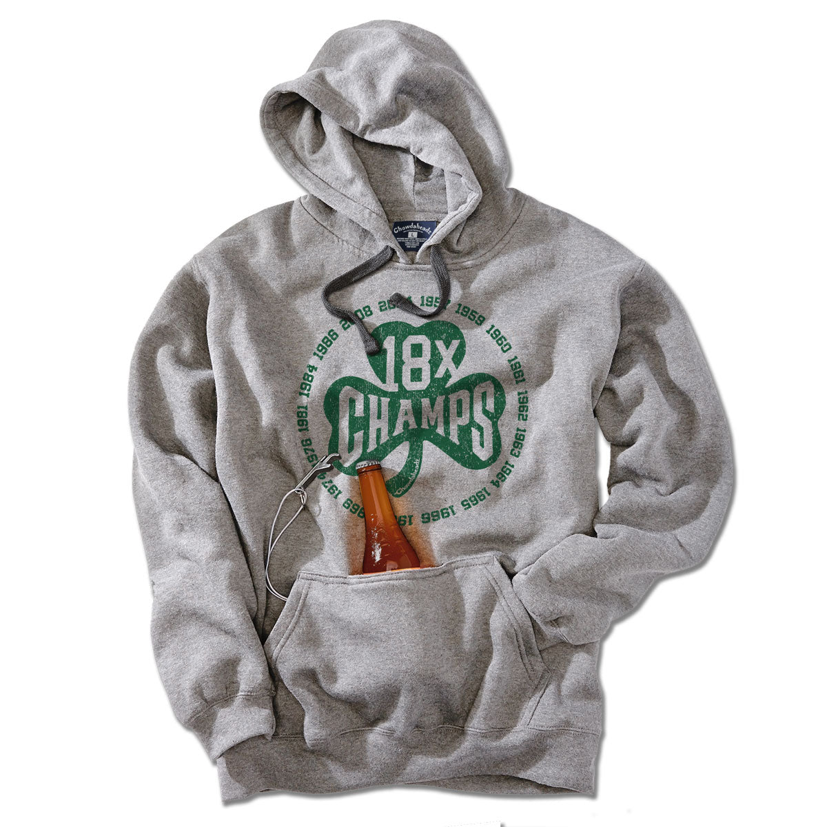 Chowdaheadz 18x Boston Basketball Champions Shamrock Tailgater Hoodie