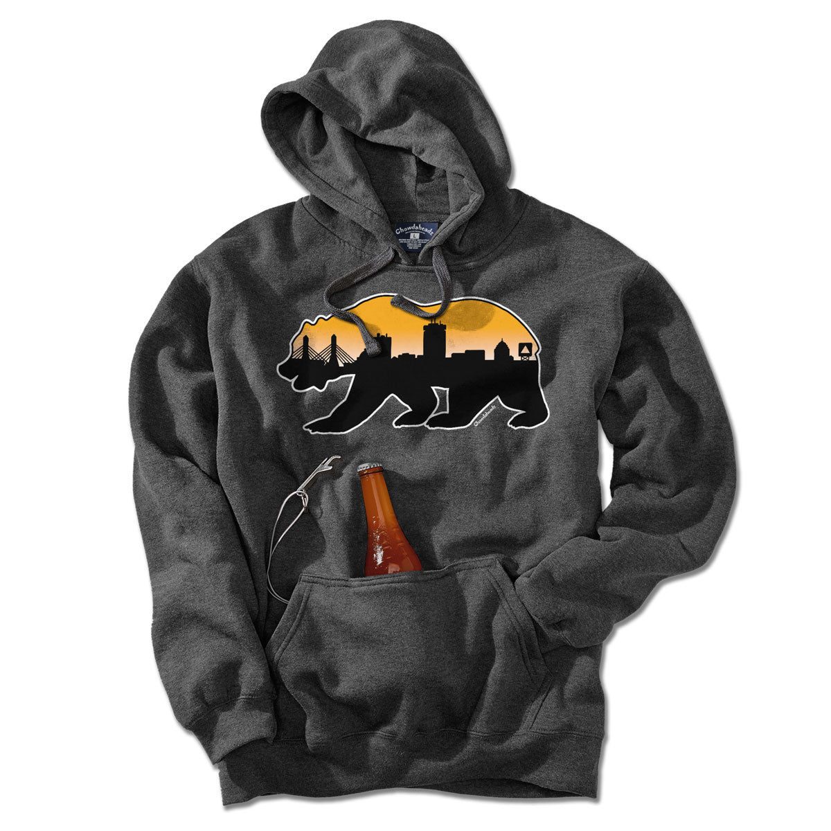 Chowdaheadz Boston Bear Skyline Hoodie Charcoal - ワイシャツ