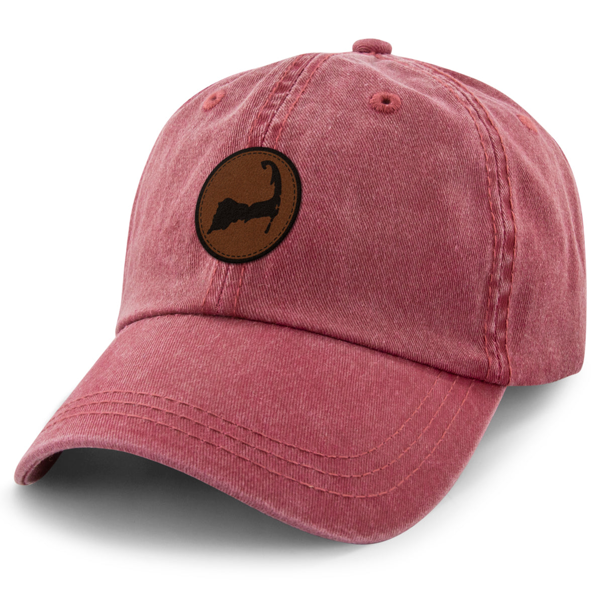 Cape Cod Circle Leather Patch Washed Dad Hat