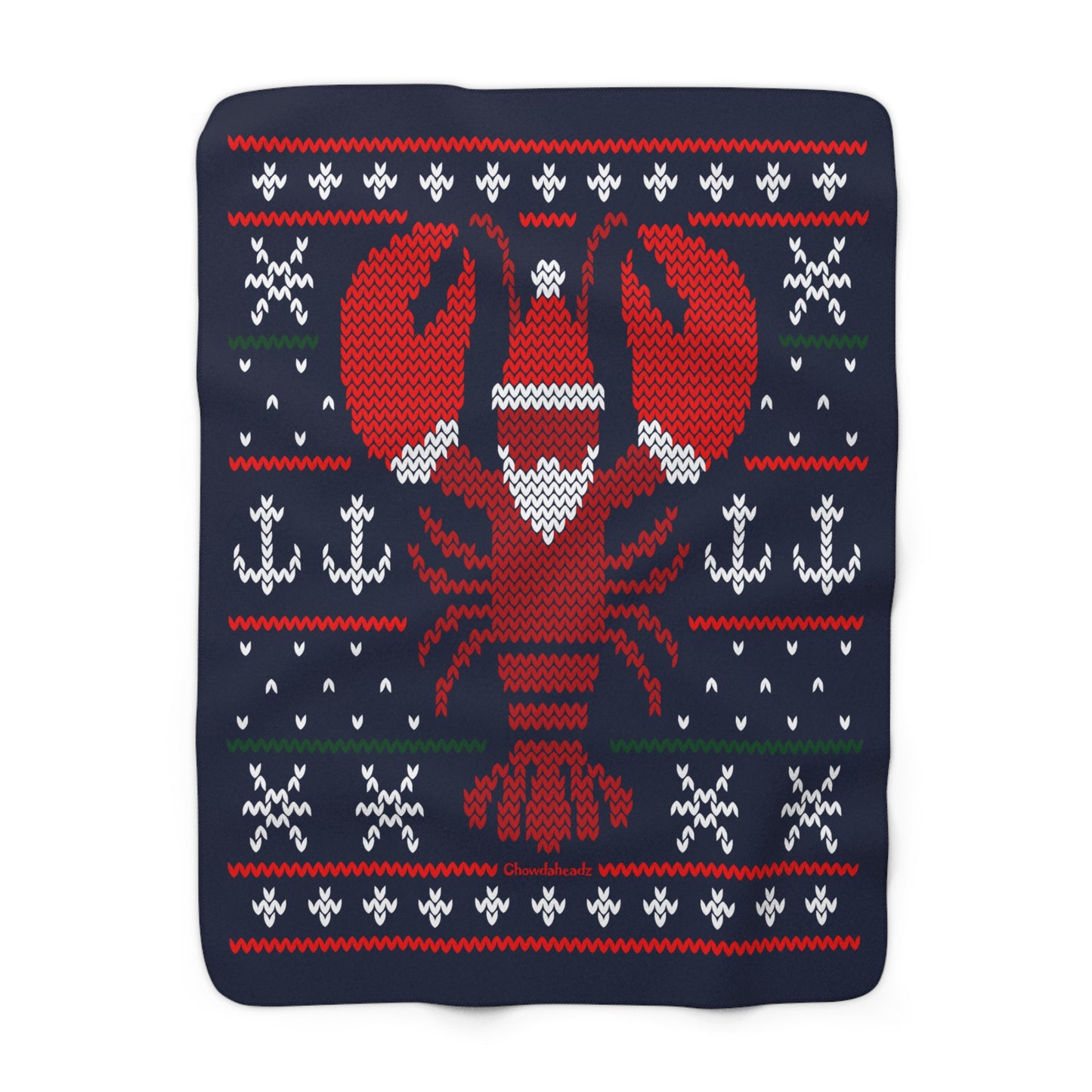 Boston Lobstah Ugly Holiday Sweater Sherpa Fleece Blanket