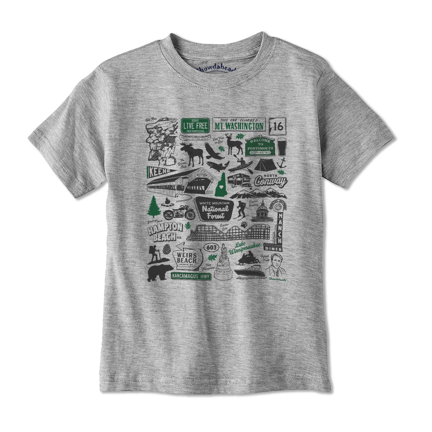 New Hampshire Tourist Attraction Youth T-shirt - Chowdaheadz