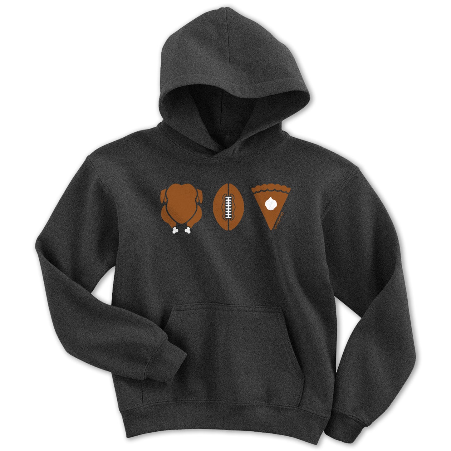 Turkey Football Pie Thanksgiving Youth Hoodie - Chowdaheadz