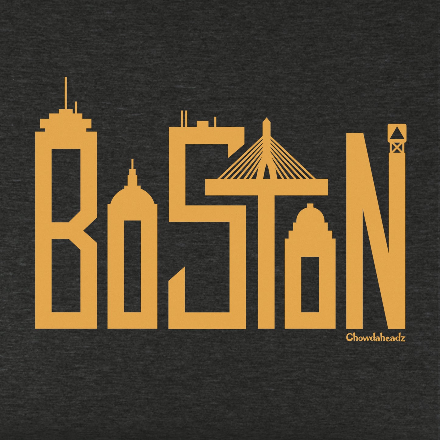 Boston Skyline Yellow Letters Youth T-Shirt - Chowdaheadz