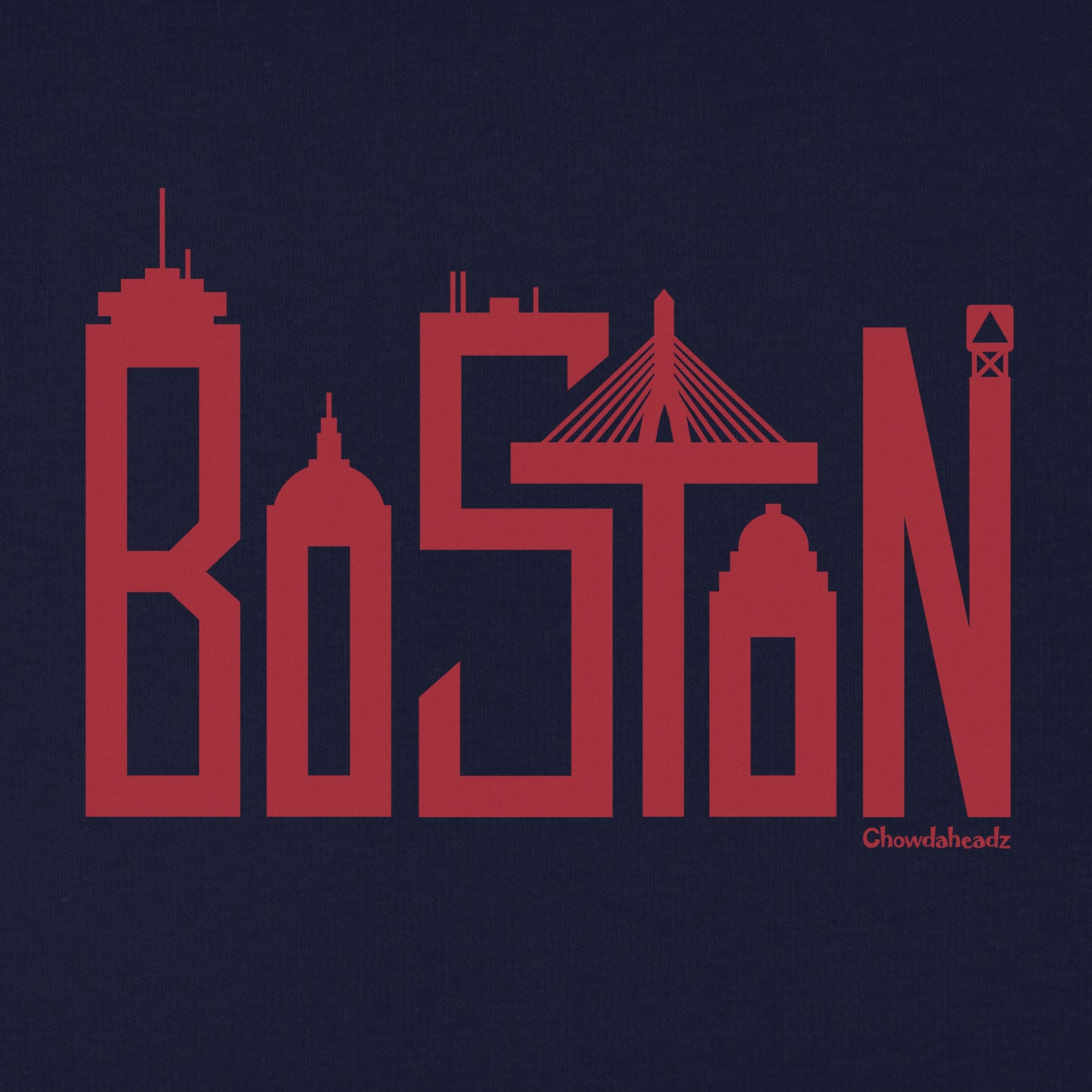 Boston Team Skyline Red Letters Youth Hoodie - Chowdaheadz