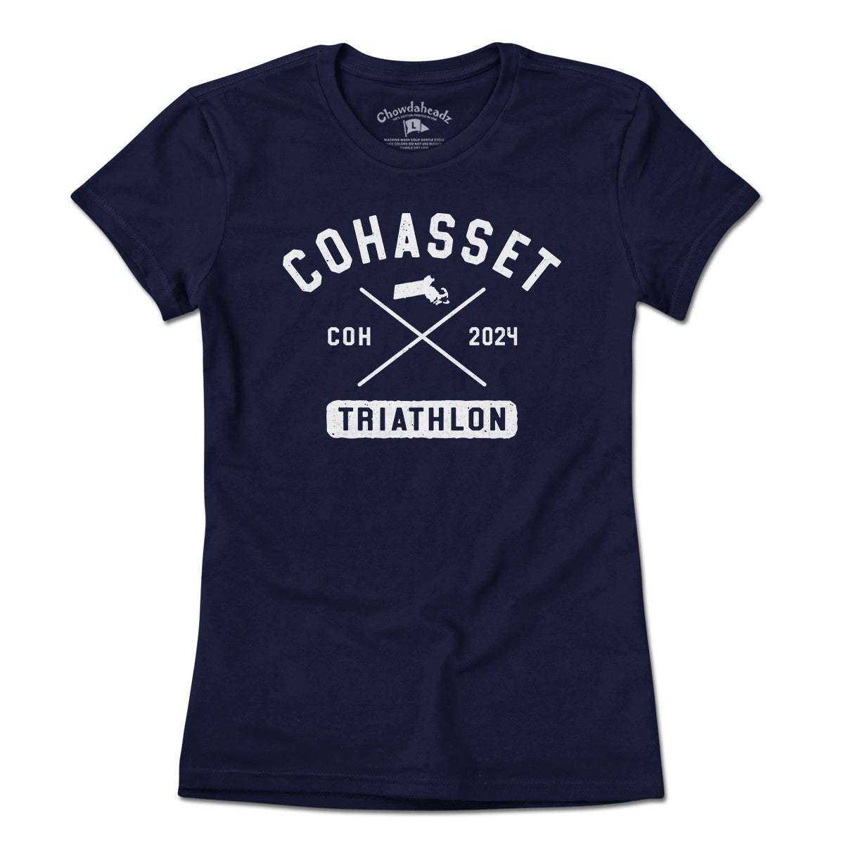 Cohasset Triathlon Arch Cross White T-Shirt - Chowdaheadz