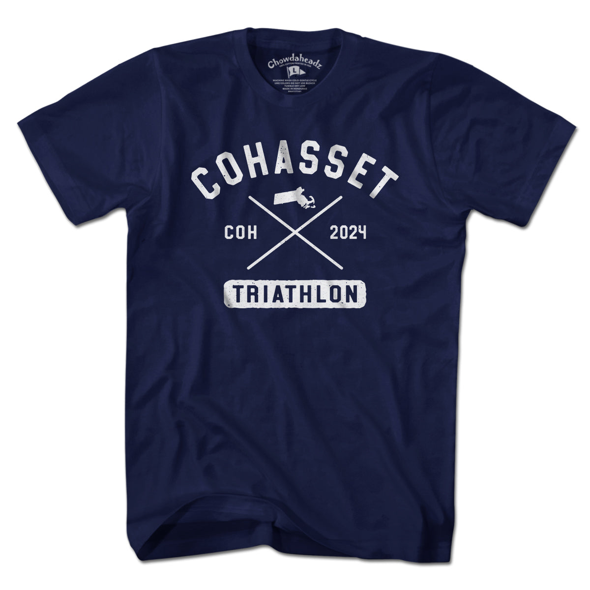 Cohasset Triathlon Arch Cross White T-Shirt - Chowdaheadz