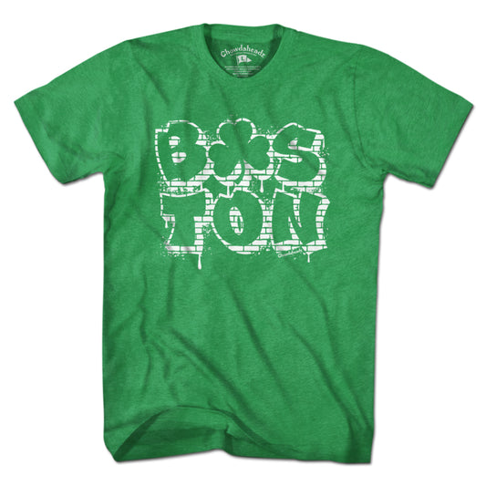 Boston Shamrock Stacked Graffiti T-Shirt - Chowdaheadz