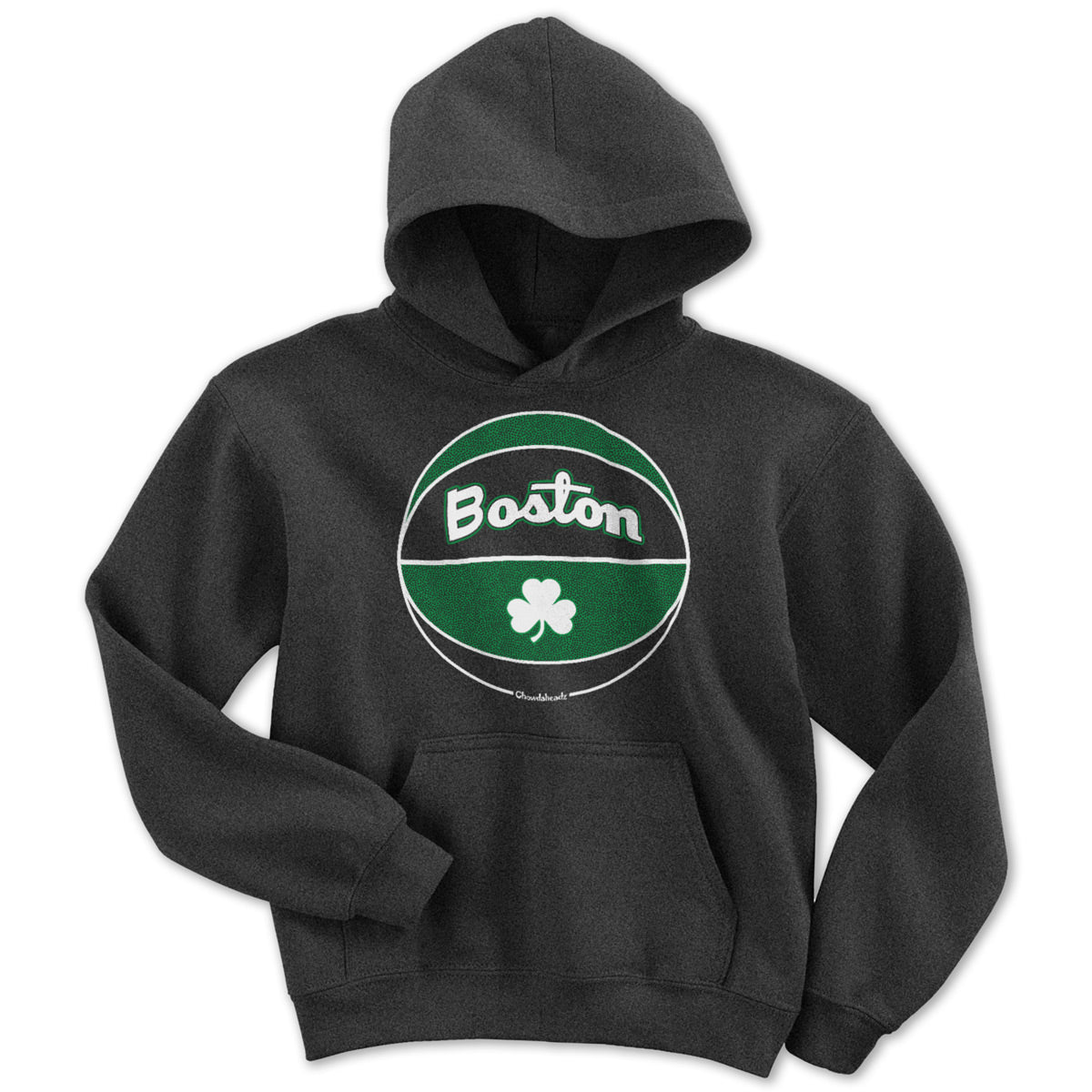 Boston Black And Green Basketball Youth Hoodie - Chowdaheadz