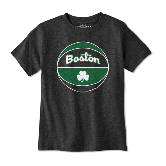 Boston Black And Green Basketball Youth T-Shirt - Chowdaheadz