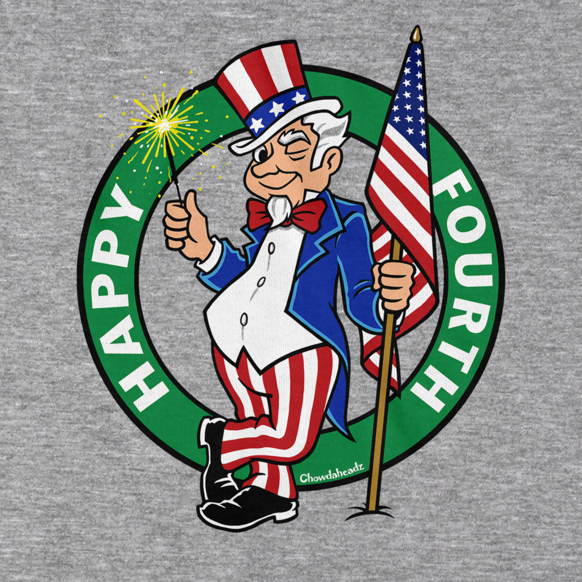 Happy Fourth Uncle Sam Circle Logo Youth Hoodie