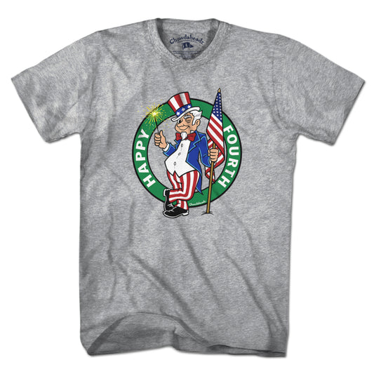 Happy Fourth Uncle Sam Circle Logo T-Shirt