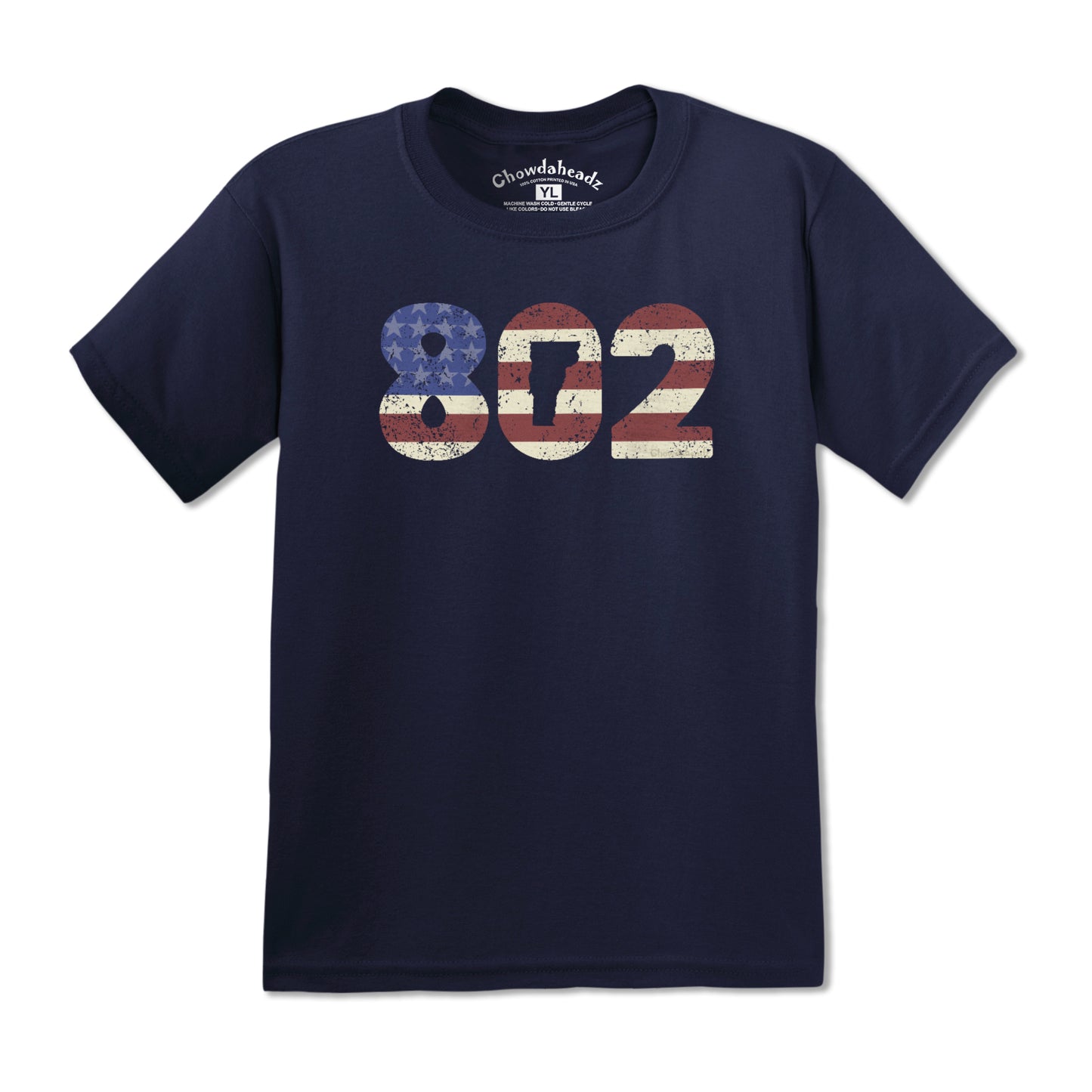 Patriotic 802 Vermont Youth T-Shirt