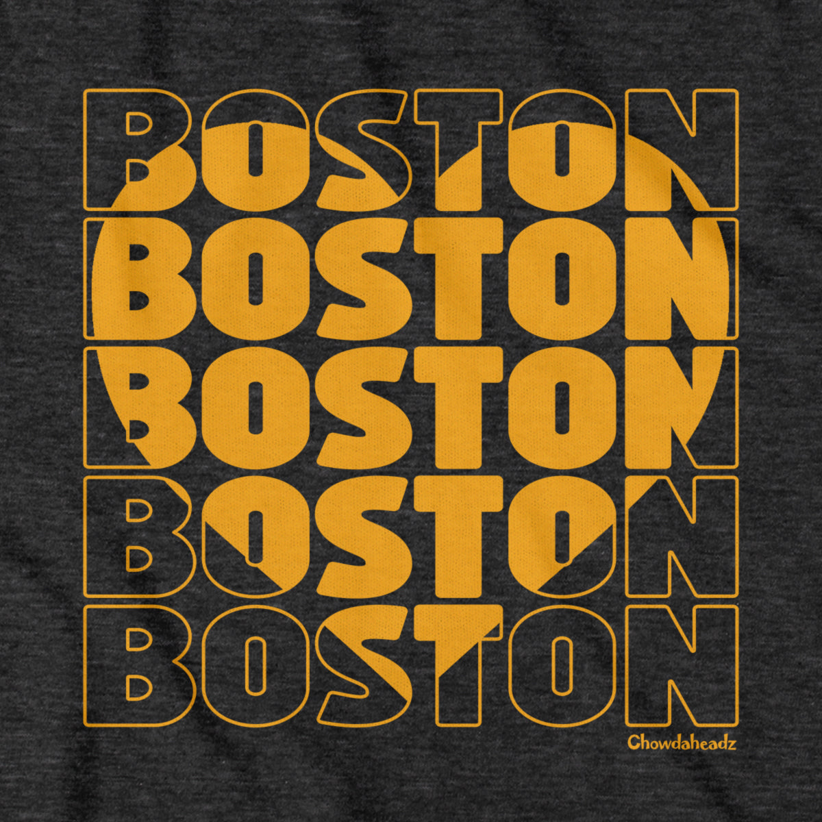 Black & Gold Stacked Boston Heart Youth T-Shirt