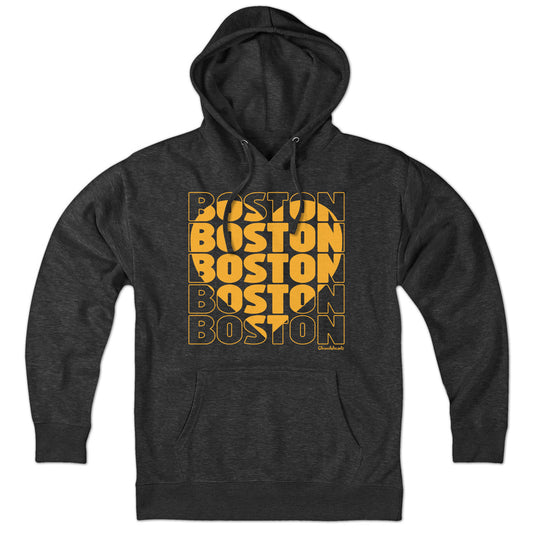 Black & Gold Stacked Boston Heart Hoodie