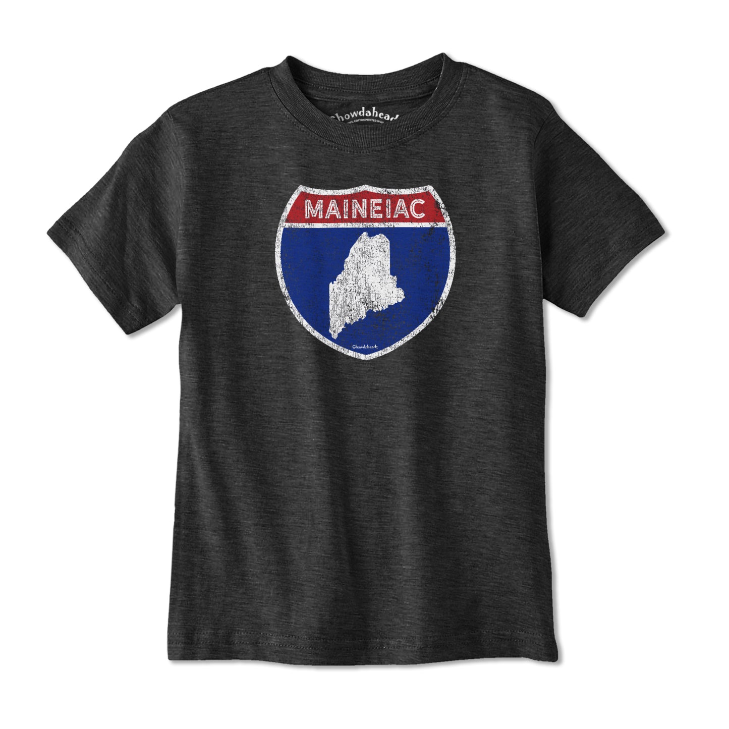 Maineiac Highway Sign Youth T-Shirt - Chowdaheadz