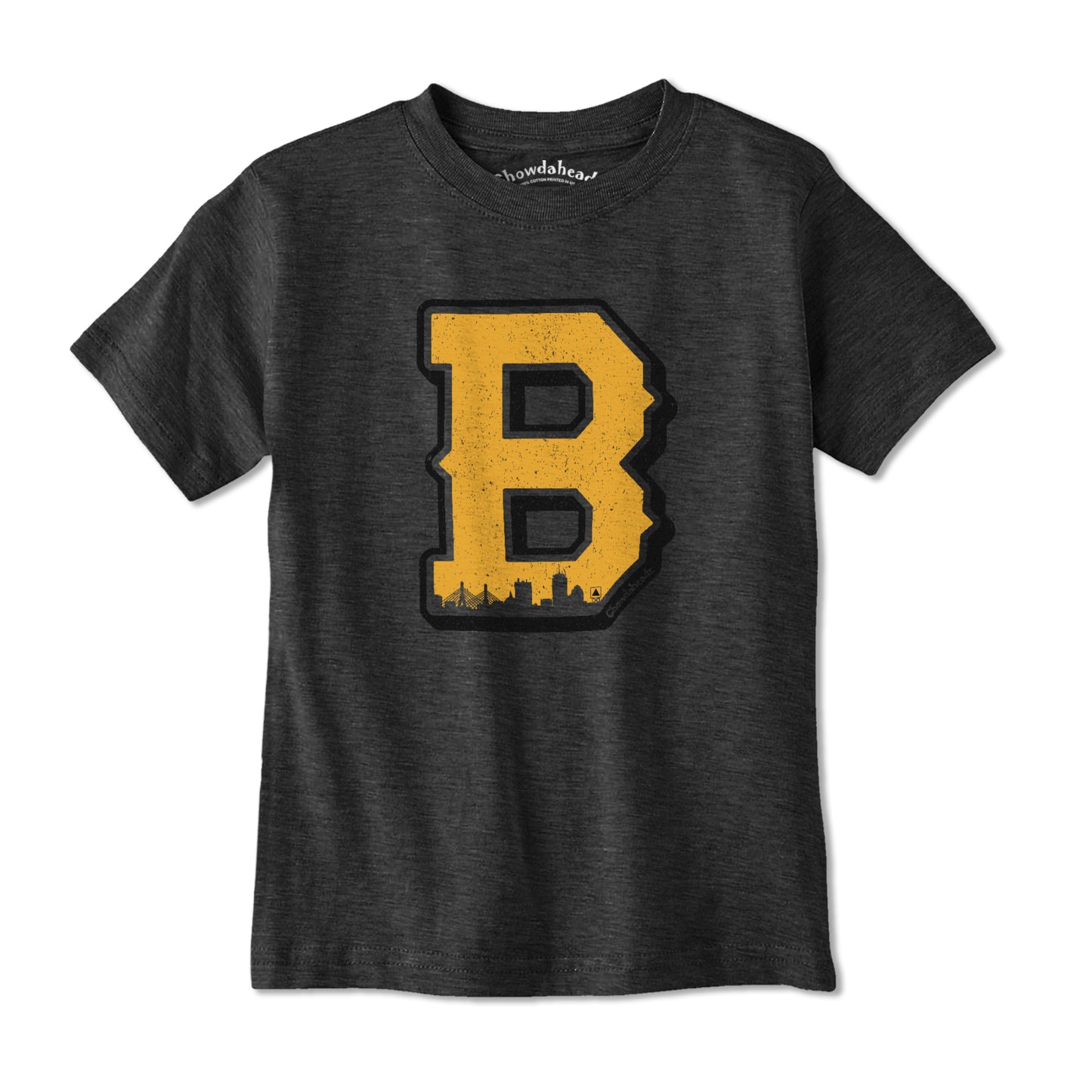 Black & Gold Big Block B Youth T-Shirt - Chowdaheadz