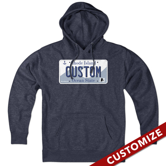 Custom Rhode Island License Plate Hoodie