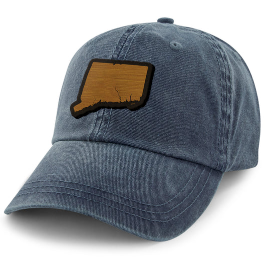 Connecticut State Wood Grain Patch Washed Dad Hat