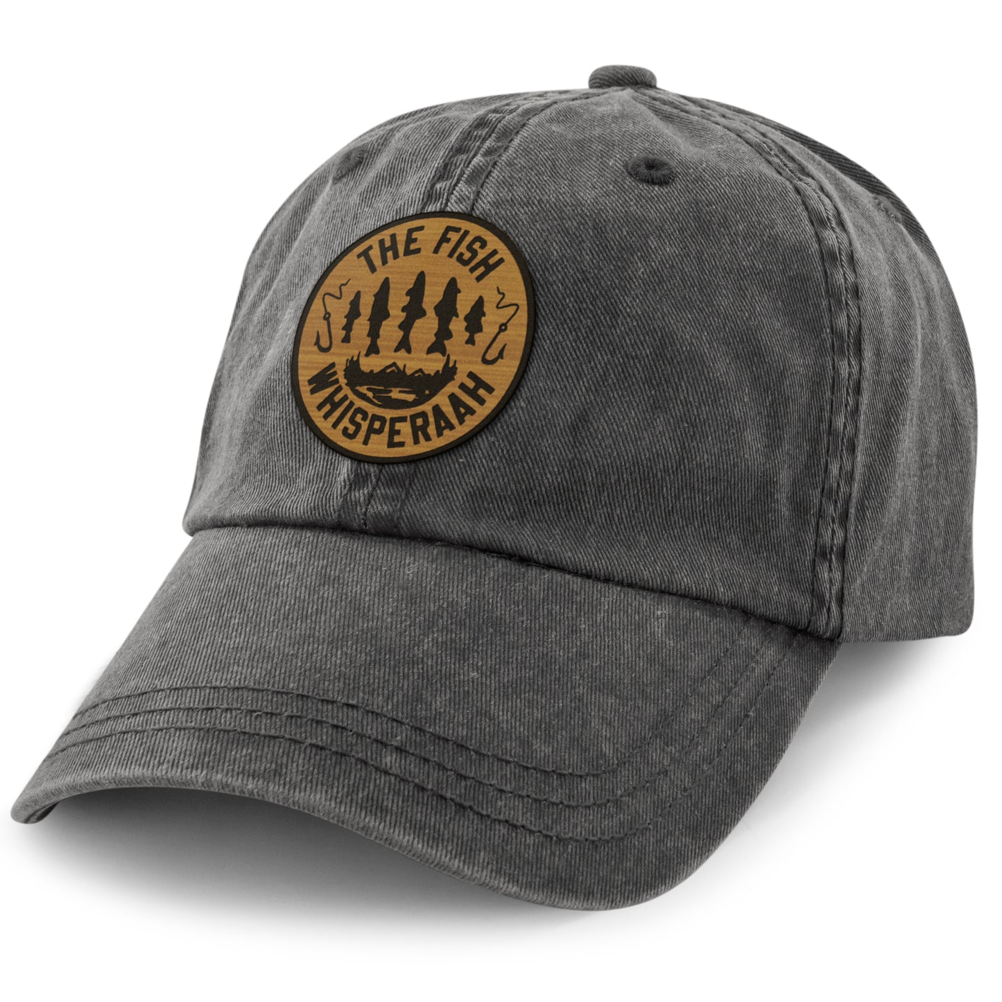 Fish Whisperaah "Wood Grain" Patch Washed Dad Hat - Chowdaheadz