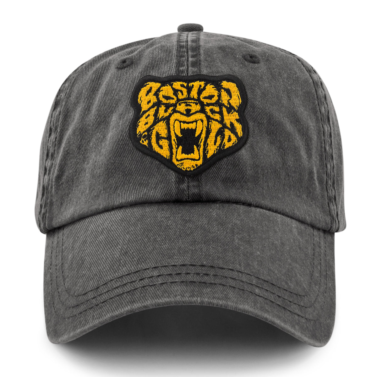 Black & Gold Bear Washed Dad Hat