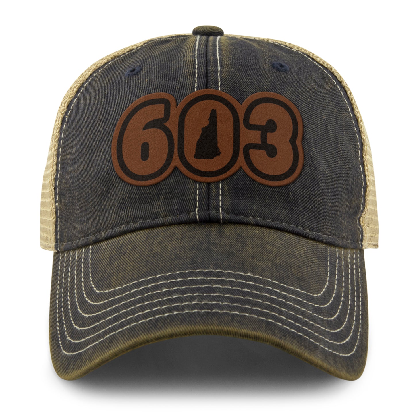 603 NH Leather Patch Relaxed Trucker - Chowdaheadz