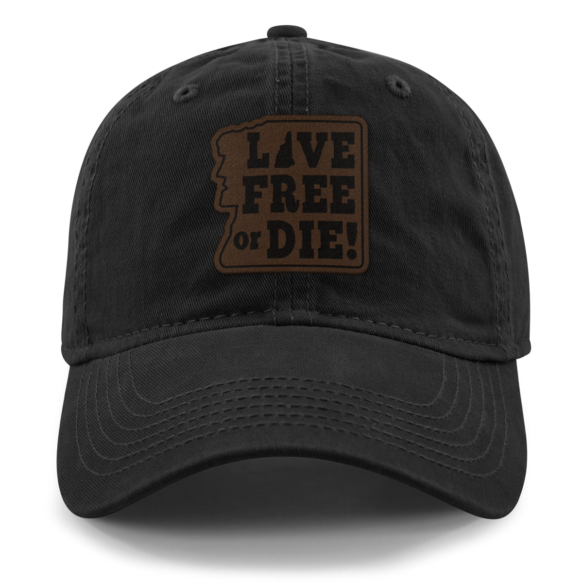 Live Free or Die Leather Patch Dad Hat - Chowdaheadz