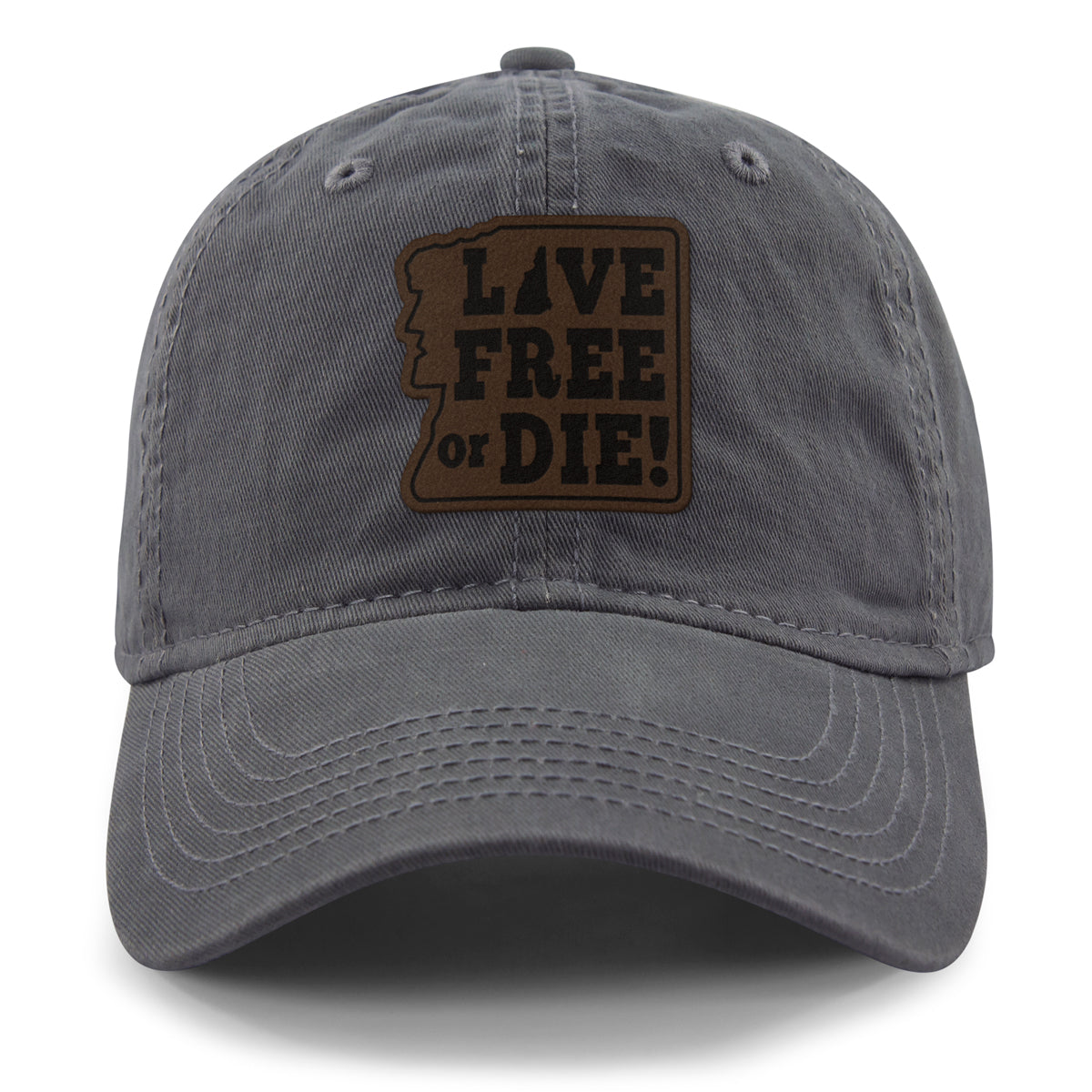 Live Free or Die Leather Patch Dad Hat - Chowdaheadz