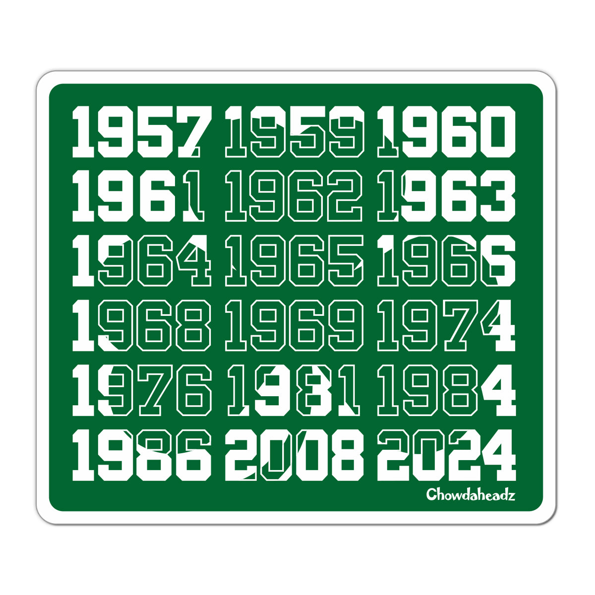 Boston Championship Dates Shamrock Sticker