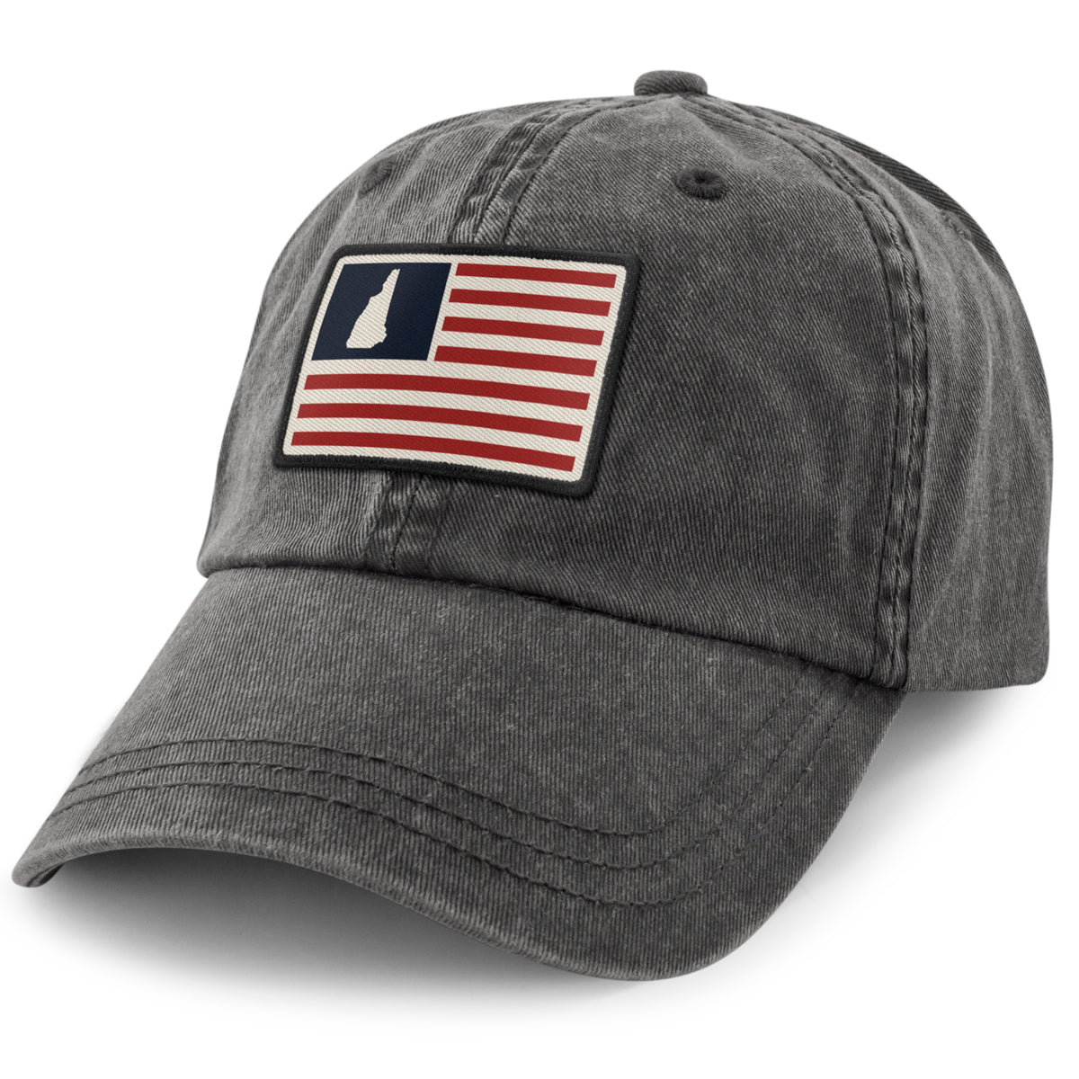 New Hampshire USA Flag Patch Washed Dad Hat