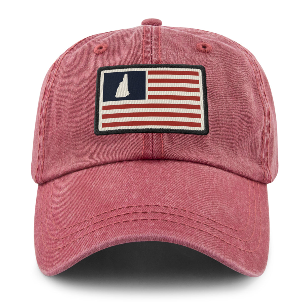 New Hampshire USA Flag Patch Washed Dad Hat