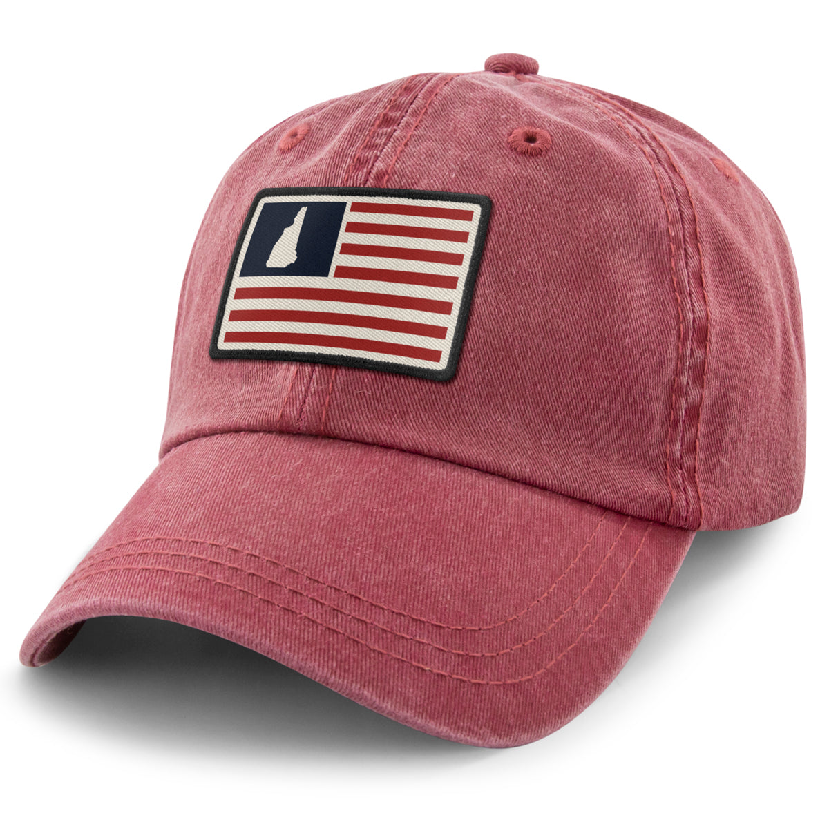 New Hampshire USA Flag Patch Washed Dad Hat