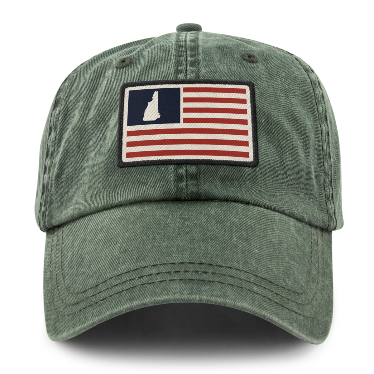 New Hampshire USA Flag Patch Washed Dad Hat