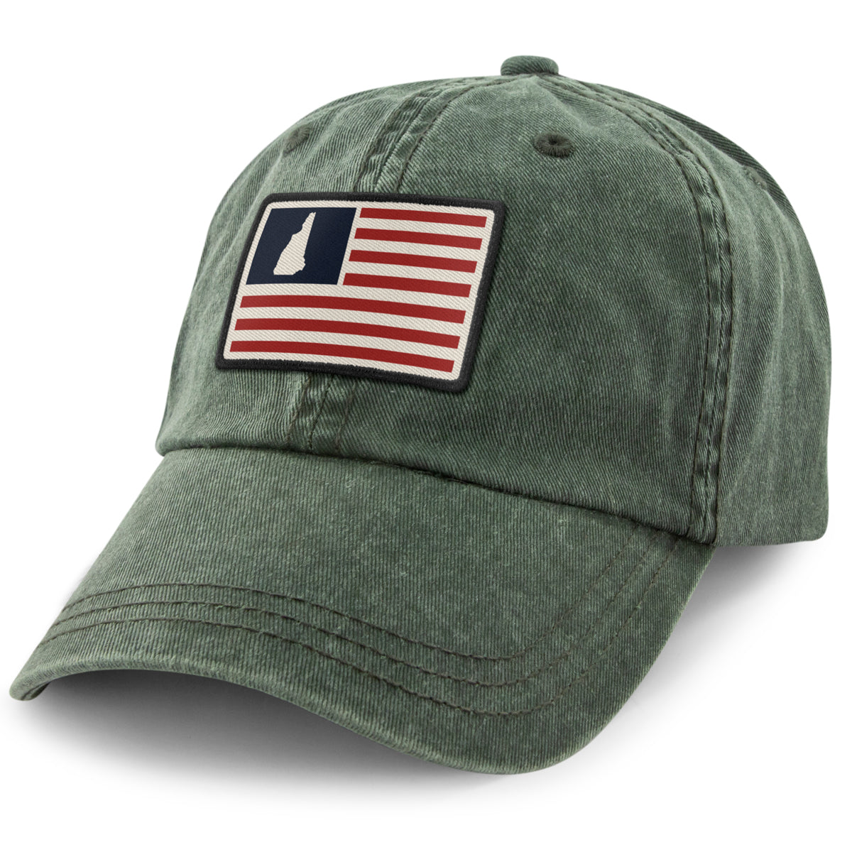 New Hampshire USA Flag Patch Washed Dad Hat