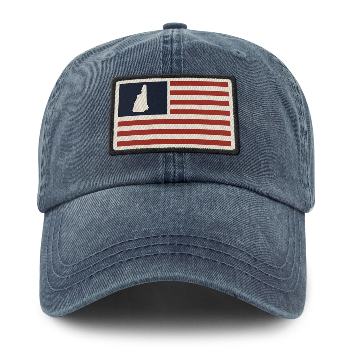 New Hampshire USA Flag Patch Washed Dad Hat