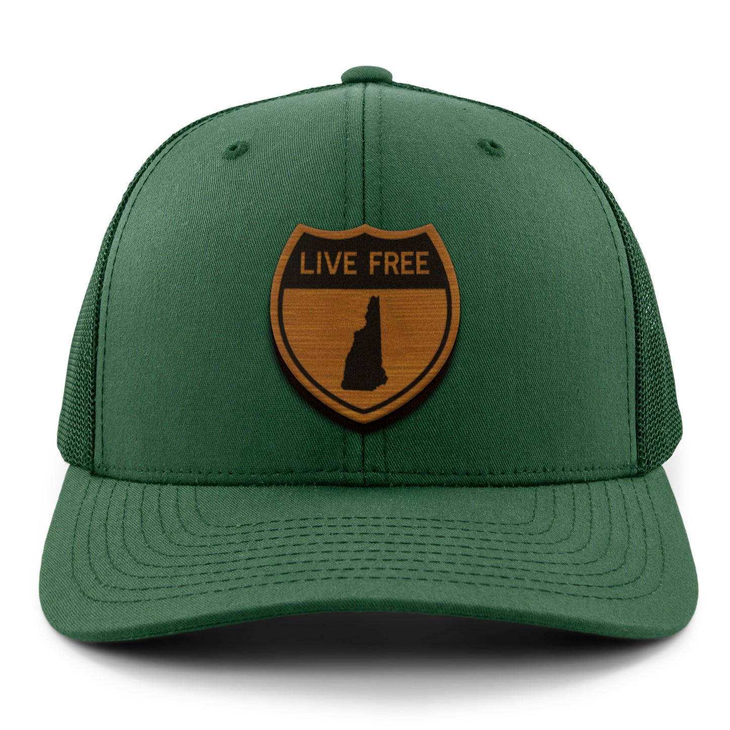 Live Free New Hampshire Road Sign Wood Grain Patch Classic Snapback Trucker