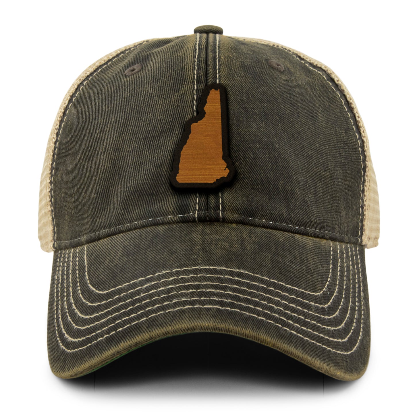 New Hampshire State Wood Grain Patch Dirty Water Trucker