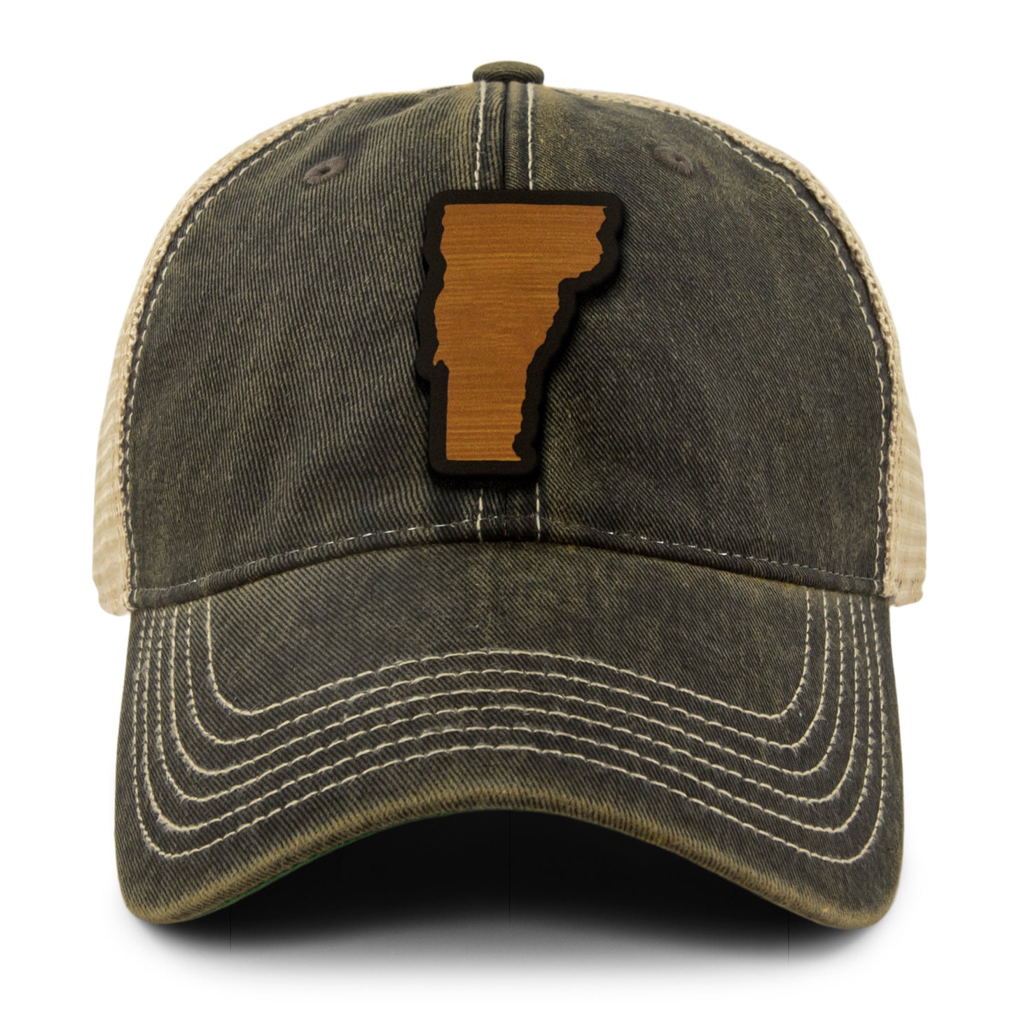 Vermont State Wood Grain Patch Dirty Water Trucker