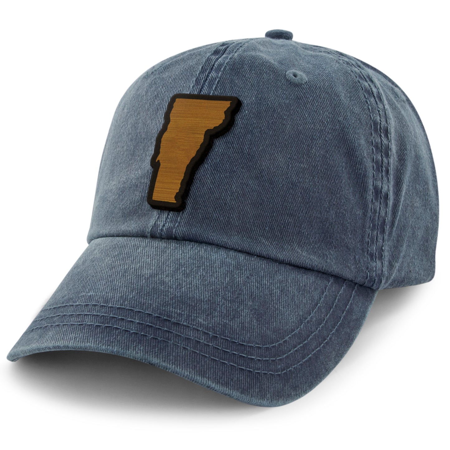 Vermont State Wood Grain Patch Washed Dad Hat