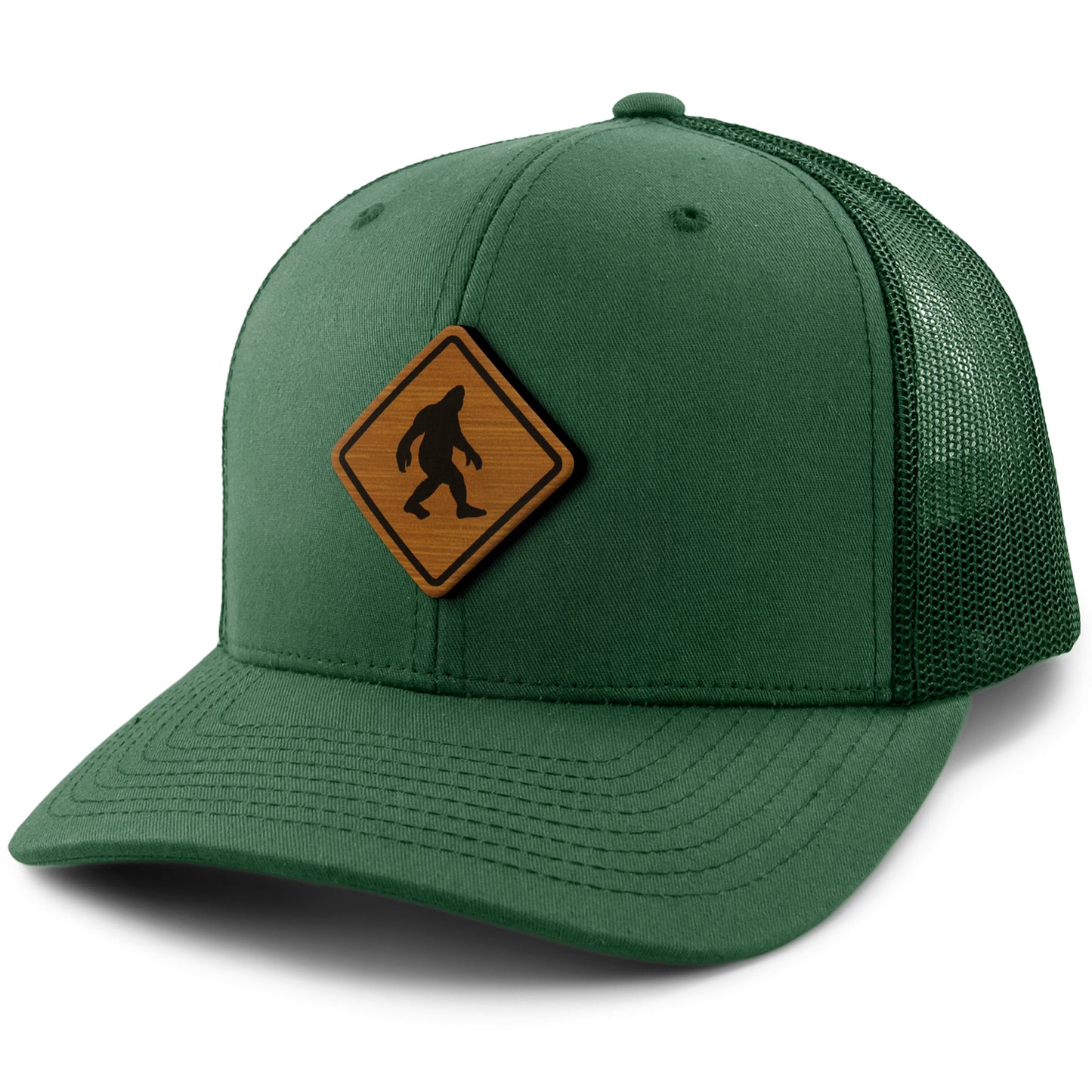 Bigfoot Crossing Sign Wood Grain Patch Classic Snapback Trucker