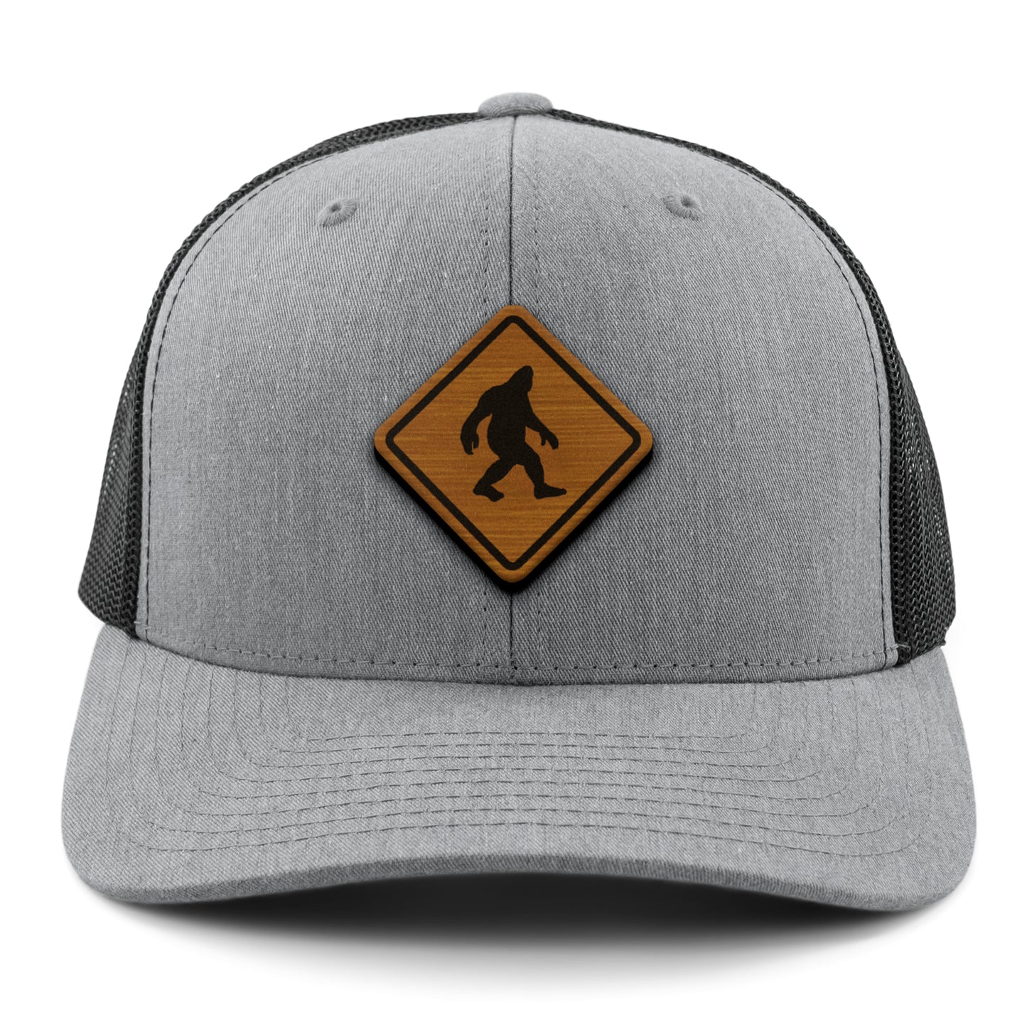 Bigfoot Crossing Sign Wood Grain Patch Classic Snapback Trucker