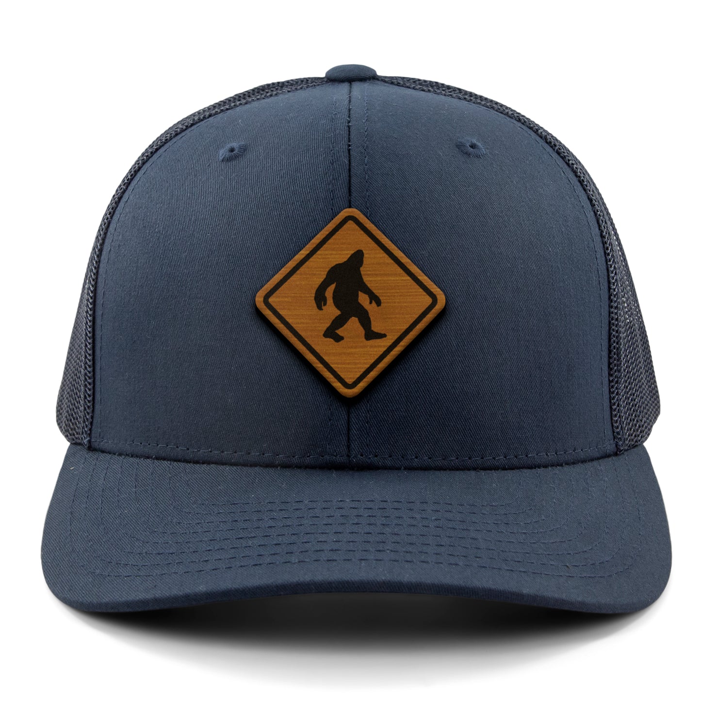 Bigfoot Crossing Sign Wood Grain Patch Classic Snapback Trucker