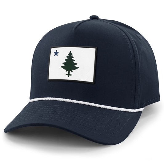 Retro Maine Flag PVC Patch Rope Performance Hat