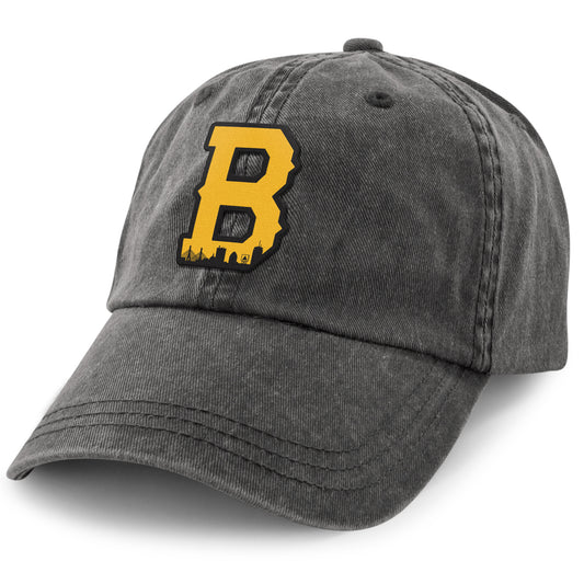 Boston B Skyline Black & Gold Washed Dad Hat