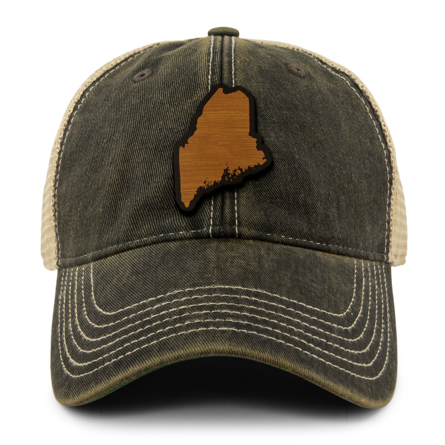 Maine State Wood Grain Patch Dirty Water Trucker