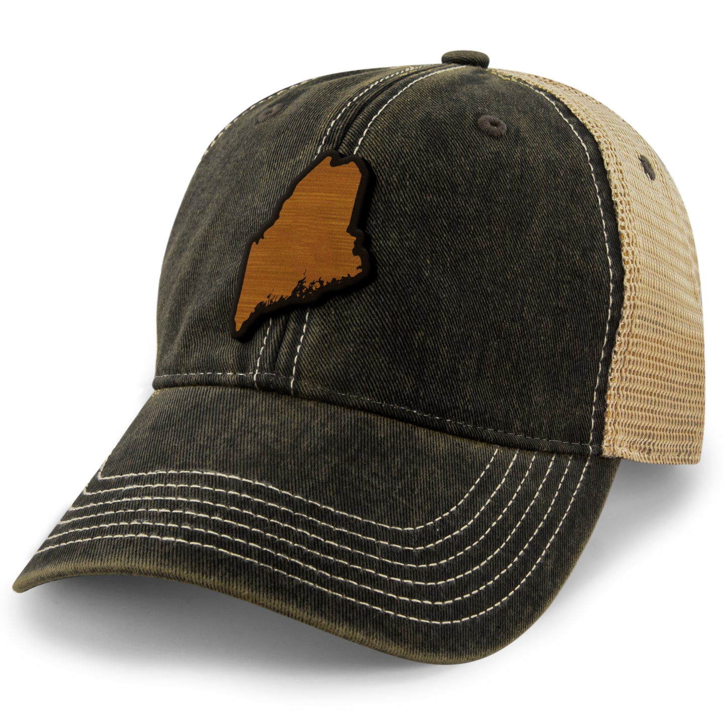 Maine State Wood Grain Patch Dirty Water Trucker