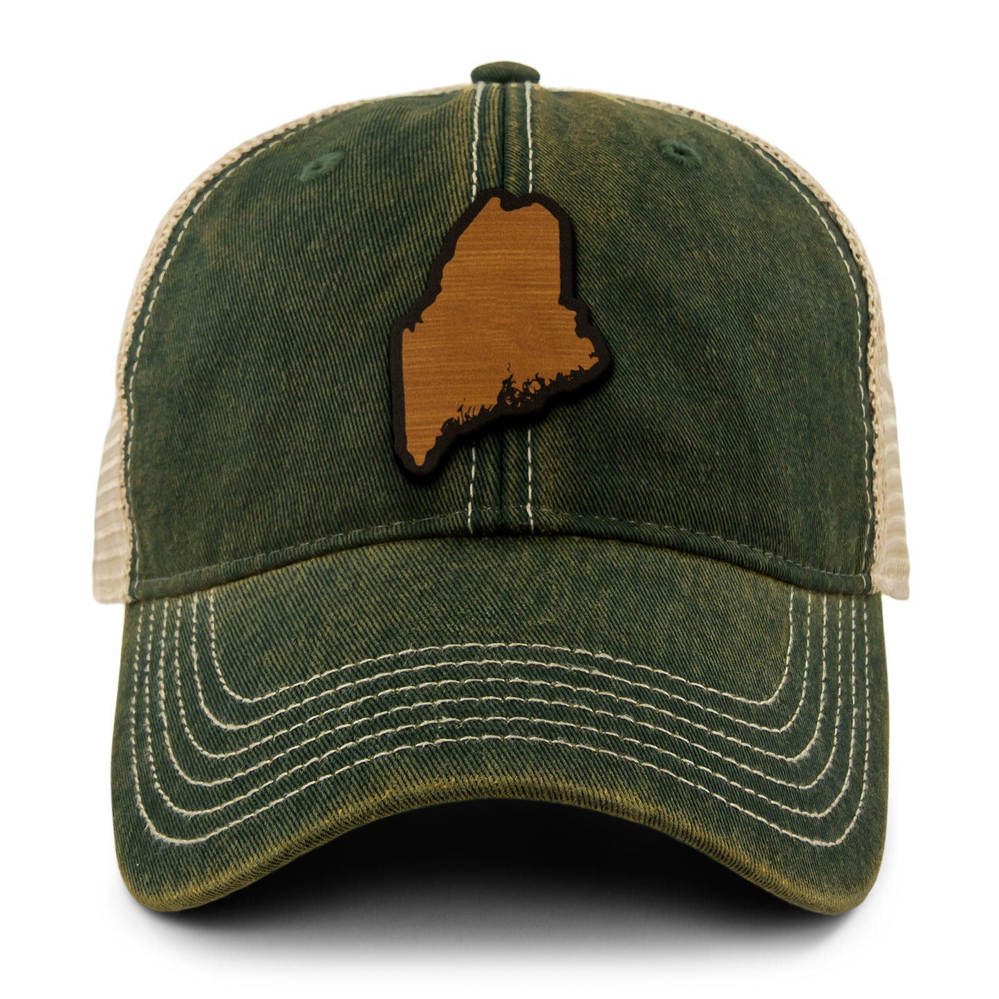 Maine State Wood Grain Patch Dirty Water Trucker