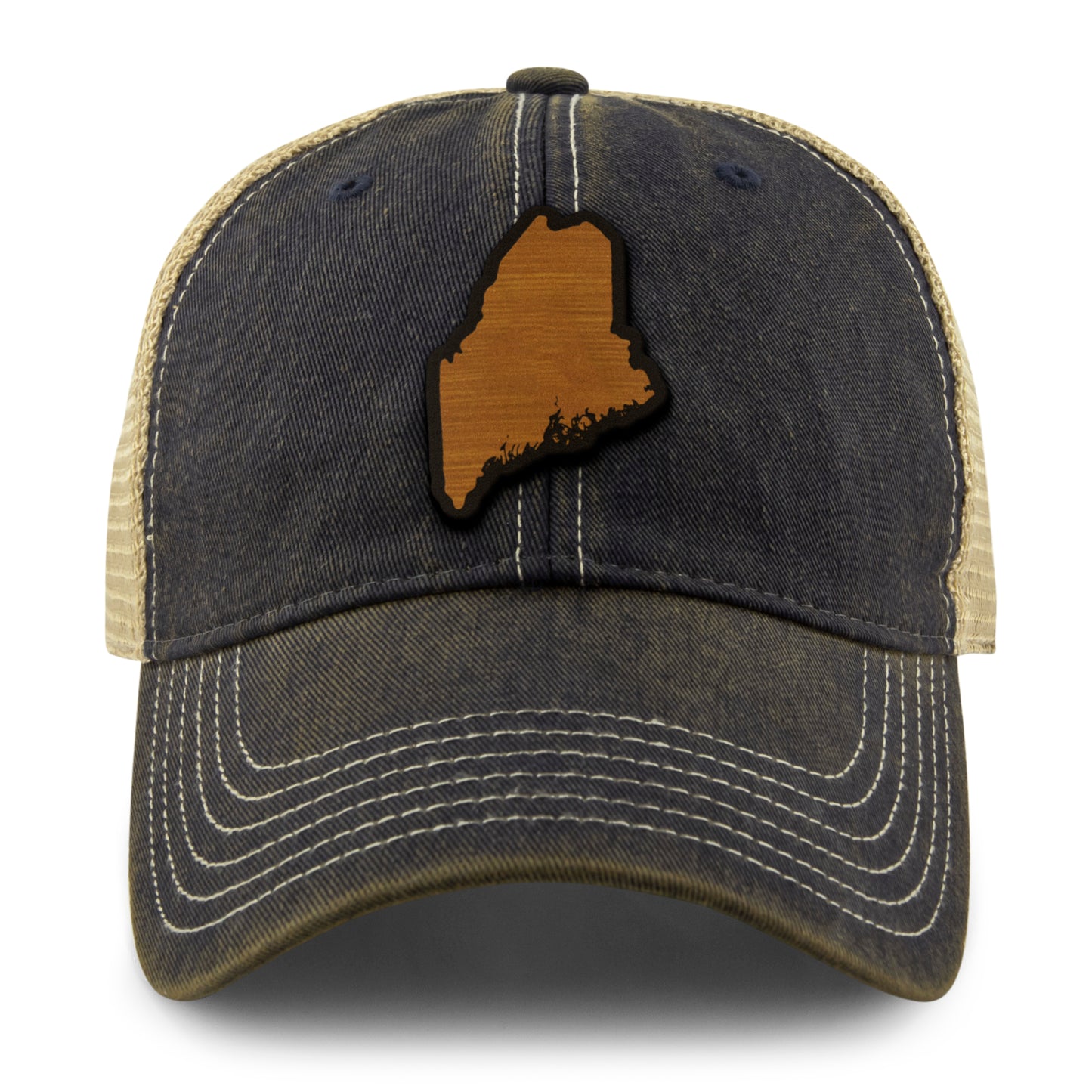 Maine State Wood Grain Patch Dirty Water Trucker