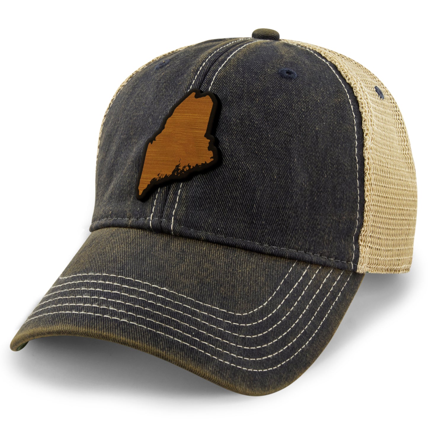 Maine State Wood Grain Patch Dirty Water Trucker