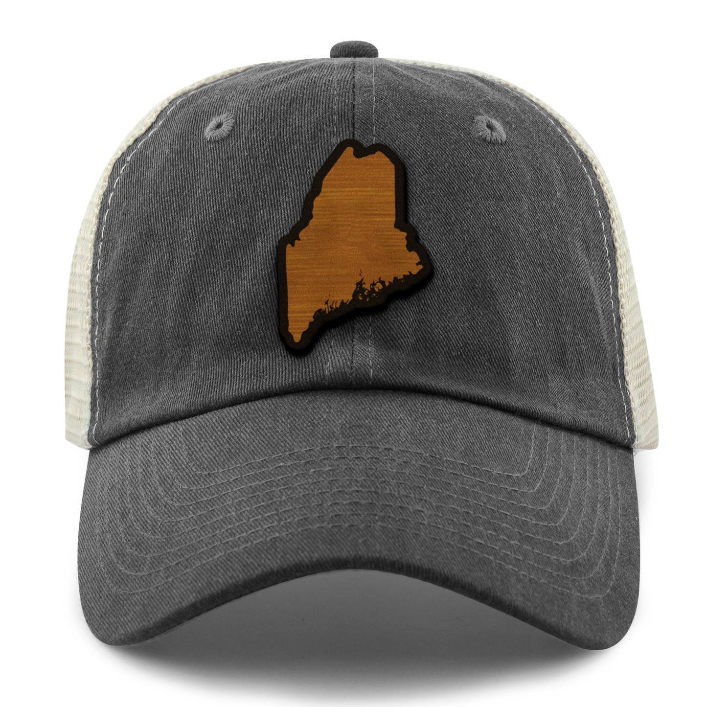 Maine State Wood Grain Patch Relaxed Trucker